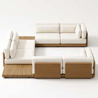 Modular Patio Furniture Set Built for Entertaining, Premium Teak Platform, Armless Loveseats, Corner Units