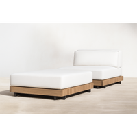 Modular Patio Furniture Set Built for Entertaining, Premium Teak Platform, Armless Loveseats, Corner Units