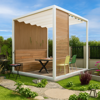 Architectural Pergola Designed for Modern Outdoor Spaces, Powder-Coated Aluminum Frame, Wave-Form Fabric Canopy