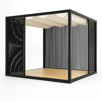 Architectural Pergola Designed for Modern Outdoor Spaces, Powder-Coated Aluminum Frame, Wave-Form Fabric Canopy