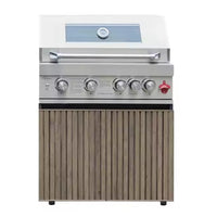 Outdoor Kitchen Island Built for Backyard Entertaining, Stainless Steel Worktops, Teak Cabinet Faces, High-Performance Grill