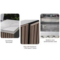 Outdoor Kitchen Island Built for Backyard Entertaining, Stainless Steel Worktops, Teak Cabinet Faces, High-Performance Grill